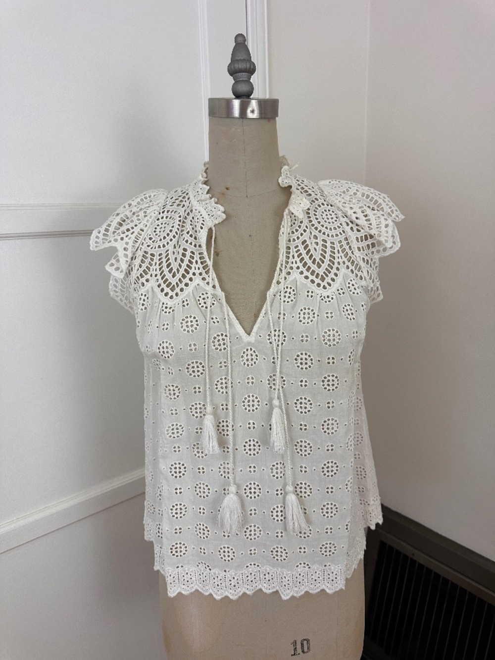 ULLA Johnson white eyelet Calliope Top Sz 4